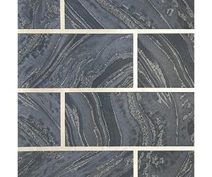 Brick Marble Glitter Metallic Wallpaper Navy Blue/Silver 311327 Rasch