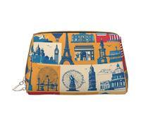 Brick Print Colorful Leather Travel Cosmetic Bag Small Cosmetic Bag for Women Cosmetic Organizer Bag, I Love London, Taglia Unica