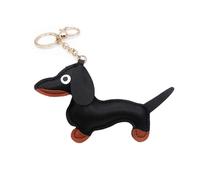 (Brick red, One size) Lovely Dachshund Dog Keychain Pendant Cute PU Leather Animal Pendant Keyring Backpack Decoration Tiny Dog Charm Jewelry Black