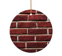 Brick Red Stone Print Christmas Ceramic Crafts Orenament for Christmas Winter New Year Party Hanging Decorations