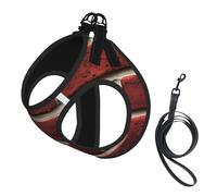 Brick Red Stone Print Dog Harness,Pet Leash Vest For Small To Medium Dogs,Perfect For Outdoor Adventures