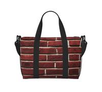 Brick Red Stone print Gym Bag for Women,Carry on Weekender Overnight Duffle Bag,Personal Item Tote Bag, Black, One Size