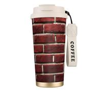 Brick Red Stone Print Insulated Coffee Mug, 316 Stainless Steel Vacuum Travel Cup, Keep Hot And Cold