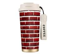 Brick Red Stone Print Insulated Coffee Mug, 316 Stainless Steel Vacuum Travel Cup, Keep Hot And Cold