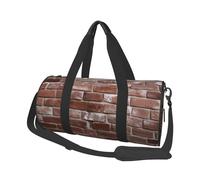 Brick Red Stone Printed Round Travel Duffel Bag Large Overnight Weekend Bags for Hiking, Vacations, Gym, Sports