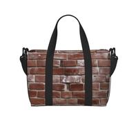 Brick Red Stone Printed Travel Duffel Bag for Women Men - Weekend Overnight Bags with Adjustable Shoulder Strap and Handle