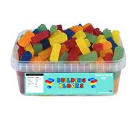 Brick Shapped Jelly Sweets - Mixed Fruit Flavoured Jelly Sweets In The Shapes Of Building Blocks - 600g Tub - Vegan - Great For Cake Decorating - Party Bags