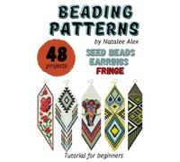 Brick stitch beading pattern Seed bead earrings Fringe: 48 projects Ethnic & Floral Collection Beading patterns - Gift for the needlewomen (Brick Stitch Earrings Patterns)