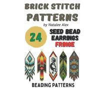 Brick stitch pattern Native American style Seed bead earrings Fringe: 24 projects Ethnic & Floral Collection Beading patterns - Gift for the needlewomen (Brick Stitch Earrings Patterns)