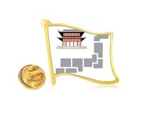 Brick Tile Buildings Traditional Japanese Residence Golden Metal Flag Lapel Pin Badge