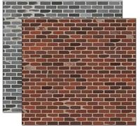 Brick Wall Design Card for Modelling - Red & Grey Brick Backing Paper - 00 Scale 170gsm Thick Paper 4X A4