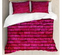 Brick Wall Duvet Cover Set Retro Rustic Abstract Bedding Sets Soft Microfiber Duvet Cover Emperor Size 290x235 cm 3D Quilt Cover with Zipper Closure and 2 Pillowcases b.8934