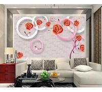 Brick Wall Geometric Round Bird Flower 3D Wallpaper Easy Install Feature Office Living Room Sofa Bedroom TV Background Wall Decoration-430cm×300cm