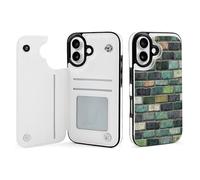 Brick Wall Leather Flip Phone Case Wallet Cover Compatible with iPhone 16/16 Plus/16 Pro/16 Pro Max/16 E/16 SE4