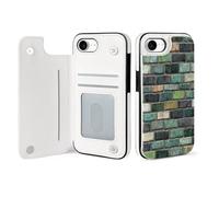 Brick Wall Leather Flip Phone Case Wallet Cover Compatible with iPhone 16/16 Plus/16 Pro/16 Pro Max/16 E/16 SE4