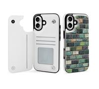 Brick Wall Leather Flip Phone Case Wallet Cover Compatible with iPhone 16/16 Plus/16 Pro/16 Pro Max/16 E/16 SE4