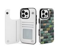 Brick Wall Leather Flip Phone Case Wallet Cover Compatible with iPhone 16/16 Plus/16 Pro/16 Pro Max/16 E/16 SE4