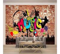 Brick Wall Music Graffiti Creative Art 3D Wallpaper Luxury Home Dining Decor Paste Sofa Living Room The Wall for Bedroom Mural-200cm×140cm