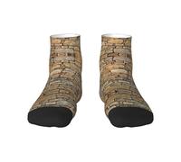 Brick Yellow Stone Wall Printing Straight Tube Socks With Black Toe Design, Warm Decorative Socks,Adult Socks,Fits 36 To 45