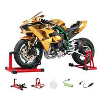 Brickaro 1/6 Scale Alloy Dynamic Motorcycle Model, Simulation Bike with Ignition System & Smoke Spray, Display Model & Gift for Adults, Golden