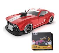 Brickaro Mini RC Drift Car 1/32 Scale 4WD - Smart 32-Bit Control, ESP Gyro, 3-Mode LED Headlights, Adjustable Wheelbase, Indoor Racing Gift for Adults & Father’s Day/Red