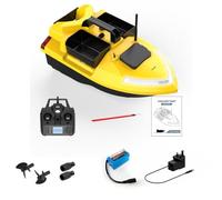 Brickaro RC Bait Boat for Fishing, V020 3 Compartments 500M High-Speed RC Bait Boat with 40 GPS Points, Luminous Effect, Ideal for Fishing Enthusiasts(Yellow)