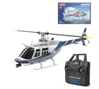 Brickaro RC Helicopter C138 Bell 206 1:33 Scale - 2.4G 6CH Single Rotor with Optical Flow Positioning, Altitude Hold, Modular Battery, Realistic Model for Adults & Father s Day Gift/Blue White
