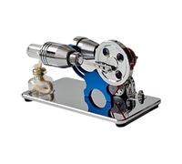 Brickaro Stirling Engine Model that Works, ENJOMOR γ-Type Mirror-Reflective Thermal Air Stirling Engine Generator Model with LED Bulb String, Thermal Mechanical Gifts for Tech Lovers (Blue)