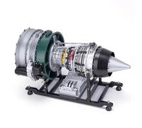 Brickaro Turbofan Engine Model Kit, 1/10 Mechanical Double Rotor Axial Turbofan Engine Model DIY Assembly Electric Ducted Fan Craft Gift, 1000+PCS Mechanical Science Education Kit Gift for Adult