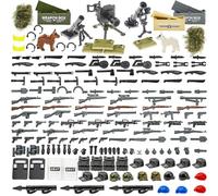 BrickBounty 210 pcs Guns-Weapon-Packs for Major Brand Building Block, Vest-Intercom Modern Army Equipment Set for Bricks-Soldier Minifigures WW2 SWAT Military Bases Rangers AMMO.