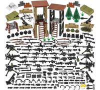 BrickBounty 215 pcs Guns-Weapon-Packs for Major Brand Building Block Toy, Army Equipment Set for Bricks-Soldier Minifigures WW2 Military Bases Sentry Post Rangers SWAT AMMO.