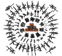 BrickBounty 88 pcs Guns-Weapon-Packs for Major Brand Building Block, Vest- Intercom Modern Army Equipment Set for Bricks-Soldier Minifigures WW2 Military Bases Rangers AMMO.