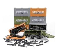 BrickBounty Weapons Case with 100 Pcs guns for Military Toy Building Block, Military Transit Crate War scenario module for minifigure soldier army equipment