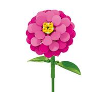 Brickcraft Bricktanicals Zinnia Building Kit (104 Pieces), Adjustable Buildable Display Flower with Layered Hot Pink Petals, Botanical Decor Gift for Adults, Ages 8+