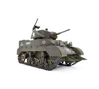 BrickCraftWorks 1/16 2.4G US M5A1 Stuart Light Tank Model for Adults, RC Tank with Sound Light Effects and Telescopic Smoking Exhaust, Outdoor RC Toy Gifts