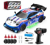 BrickCraftWorks 1/24 2.4G High-Speed Drift RC Car, 4WD Remote Control Racing Car with LED Lights, Dual-Speed Modes, Drift Tires & Road Tires