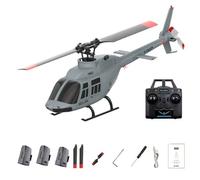 BrickCraftWorks 1/42 Scale BELL206 RC Helicopter, 2.4G 4CH Single Rotor Flybarless Mini 3D Stunt RC Helicopter Model with Optical Flow Altitude Hold 6-Axis Gyro