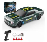 BrickCraftWorks 1/43 Scale RC Drift Car - 2.4G 15 KM/H Mini Electric 4WD Remote Control Racing Car with LED Lights, Full Proportional Control for Indoor/Outdoor Drifting RTR