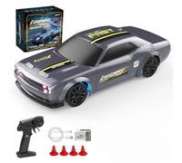BrickCraftWorks 1/43 Scale RC Drift Car - 2.4G 15 KM/H Mini Electric 4WD Remote Control Racing Car with LED Lights, Full Proportional Control for Indoor/Outdoor Drifting RTR