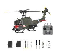 BrickCraftWorks 1/48 C032 UH-1 Huey RC Helicopter - 2.4G 6CH Flybarless Design with Optical Flow Positioning & Altitude Hold, 3D Stunt Helicopter Model with Gyro