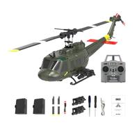 BrickCraftWorks 1/48 C032 UH-1 Huey RC Helicopter - 2.4G 6CH Flybarless Design with Optical Flow Positioning & Altitude Hold, 3D Stunt Helicopter Model with Gyro