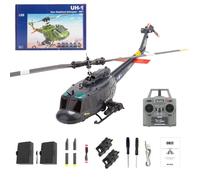 BrickCraftWorks 1/48 C032 UH-1 Huey RC Helicopter - 2.4G 6CH Flybarless Design with Optical Flow Positioning & Altitude Hold, 3D Stunt Helicopter Model with Gyro