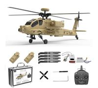 BrickCraftWorks F11-N AH64 1/32 Scale RC Helicopter, 6CH 3D Stunt Flight with Optical Flow Altitude Hold & Dual Brushless Motors, Remote Control Military Airplane for Adults Beginners