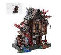 BrickCraftWorks Medieval Cottage Display Building Set, MOC-214249 MOC Waterwheel Mill Model, 2717PCS Medieval Series Collectible Display House