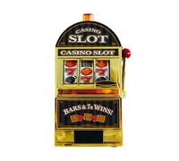 Brickddyin Mini Slot Machine Coin Bank with Flashing Lights, Sounds and Working Rod, Coin Pusher Machine -(Club Version)