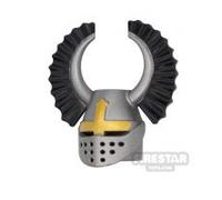 BrickRaiders Minifigure Headgear Knights Hospitaller Helmet FLAT SILVER