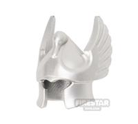 BrickRaiders Minifigure Headgear Swan Knight Helmet METALLIC SILVER