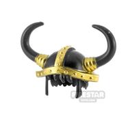 BrickRaiders Minifigure Headgear Viking Helmet with Hair BLACK