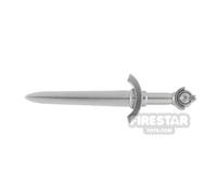BrickRaiders Minifigure Weapon Sword with Curved Guard METALLIC SILVER