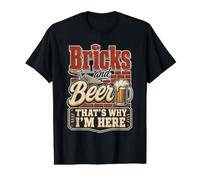 Bricks and Beer That's Why I'm Here Funny Bricklayer Builder Value Graphic T-Shirt, Men, Black, L